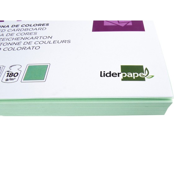 Cartulina liderpapel a4 180g/m2 verde paquete de 100 hojas