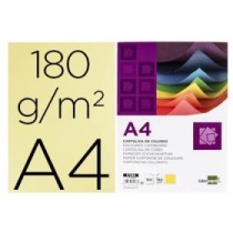 Cartulina liderpapel a4 180g/m2 amarillo paquete de 100 hojas