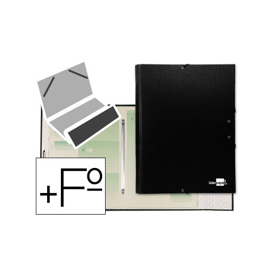 Carpeta clasificadora liderpapel 12 departamentos folio prolongado carton forrado negra