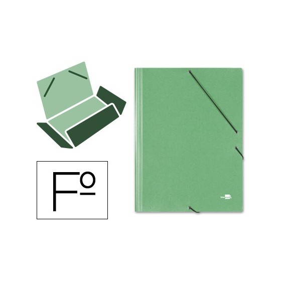 Carpeta liderpapel gomas folio 3 solapas carton simil prespan verde