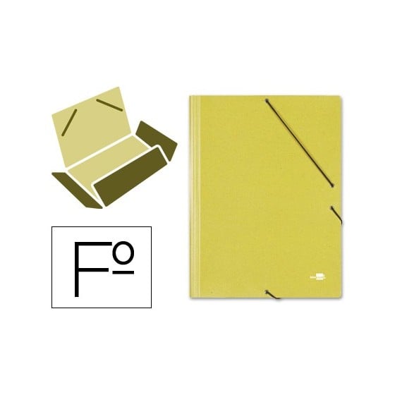 Carpeta liderpapel gomas folio 3 solapas carton simil prespan amarilla