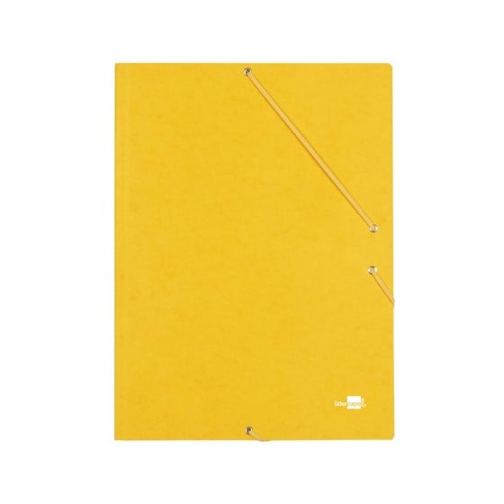 Carpeta liderpapel gomas folio 3 solapas carton simil prespan amarilla