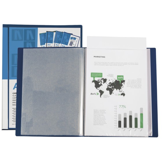 Carpeta liderpapel personaliza 37732 40 fundas canguro polipropileno din a4 azul portada y lomo personalizable