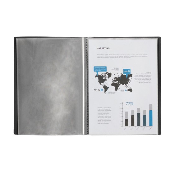 Carpeta liderpapel escaparate 37935 40 fundas polipropileno din a4 negro opaco