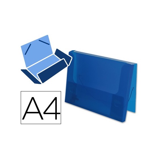 Carpeta liderpapel portadocumentos gomas 36932 polipropileno din a4 azul translucido -lomo 25 mm