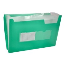 Carpeta liderpapel clasificador fuelle 32113 polipropileno din a4 verde transparente 13 departamentos