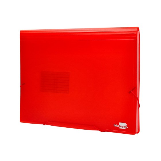 Carpeta liderpapel clasificador fuelle 32110 polipropileno din a4 roja transparente 13 departamentos