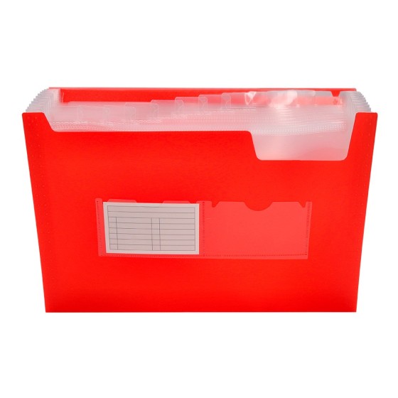 Carpeta liderpapel clasificador fuelle 32110 polipropileno din a4 roja transparente 13 departamentos