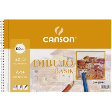 Bloc Espiral Dibujo CANSON Basik Din-A4+ Liso 130 g. Con