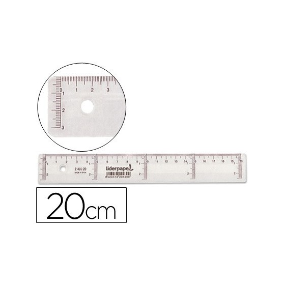 Regla liderpapel plastico cristal 20 cm