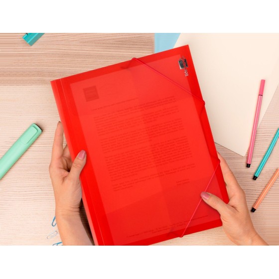 Carpeta liderpapel gomas solapas 34960 polipropileno din a4 rojo translucido