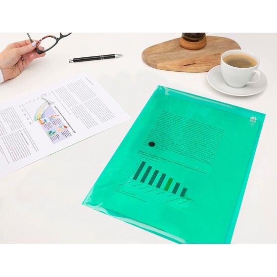 Carpeta liderpapel dossier broche 34043 polipropileno din a4 verde transparente 50 hojas
