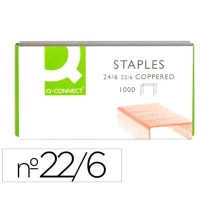 Grapas q-connect nº 22/6 24/6 cobreadas caja de 1000 unidades