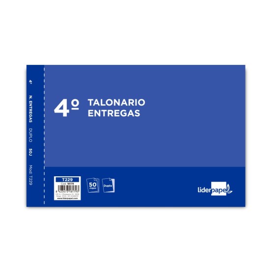 Talonario liderpapel entregas cuarto original y copia t229 apaisado