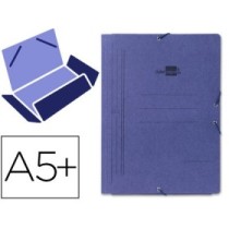 Carpeta liderpapel gomas cuarto 3 solapas carton pintado azul
