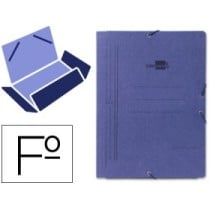 Carpeta liderpapel gomas folio 3 solapas carton pintado azul