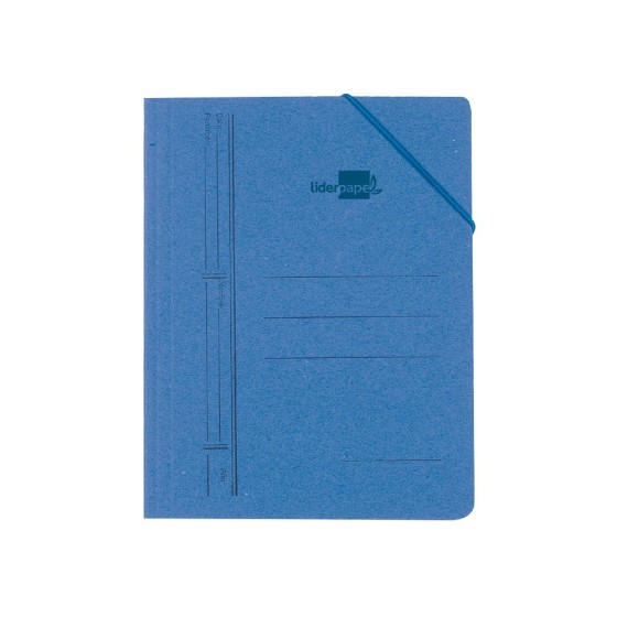 Carpeta liderpapel gomas cuarto bolsa carton pintado azul
