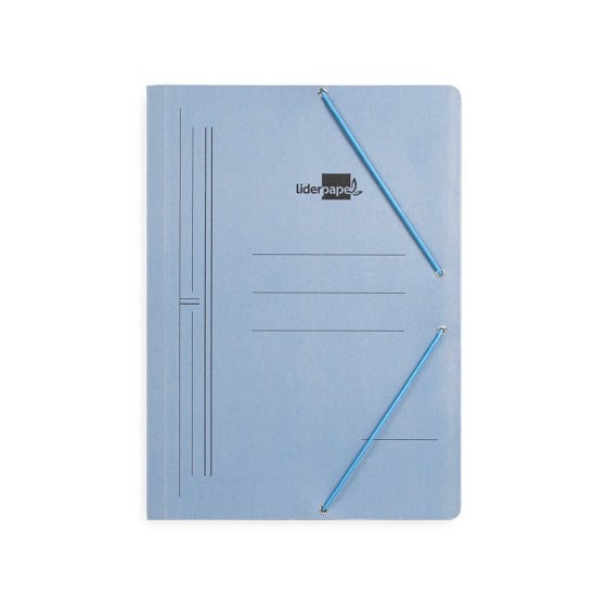 Carpeta liderpapel gomas folio sencilla carton pintado azul