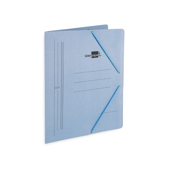 Carpeta liderpapel gomas folio sencilla carton pintado azul