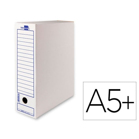 Caja archivo definitivo liderpapel ecouse carton 100% reciclado 103 cuarto 278x213x105mm 325g/m2