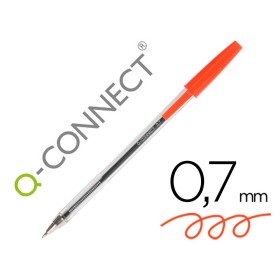 Boligrafo transparente q-connect rojo medio kf26041