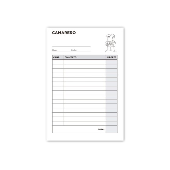 Talonario liderpapel camarero 8º original y copia t202