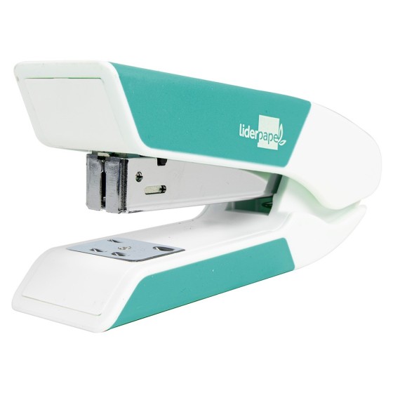 Grapadora liderpapel con regalo de extraegrapas y caja de 1000 grapas 26/6 capacidad 20h color turquesa