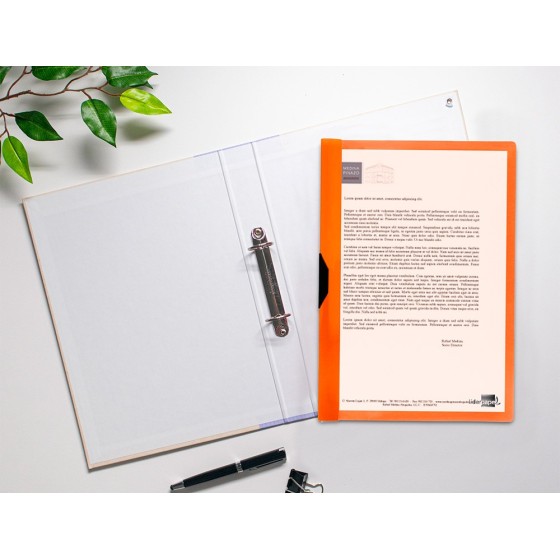 Carpeta liderpapel dossier pinza lateral polipropileno din a4 naranja fluor opaco 30 hojas pinza deslizante