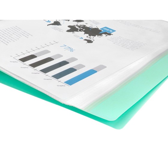 Carpeta liderpapel escaparate 40 fundas polipropileno din a4 verde manzana opaco