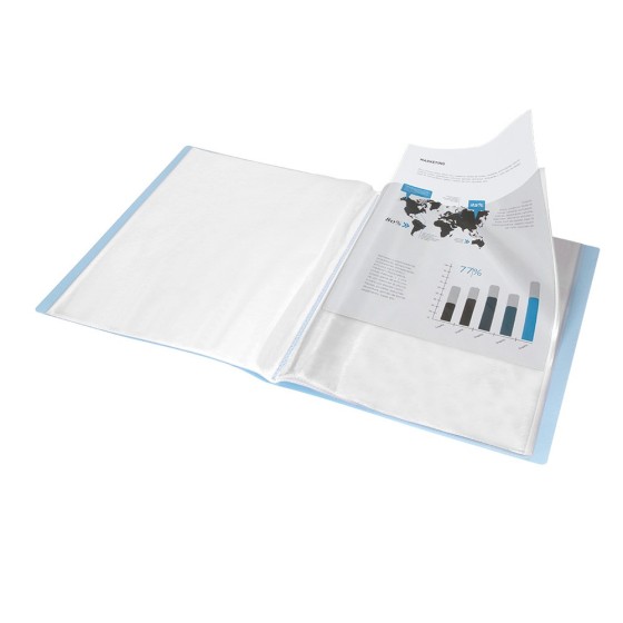 Carpeta liderpapel escaparate 40 fundas polipropileno din a4 celeste opaco