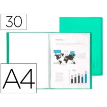 Carpeta liderpapel escaparate 30 fundas polipropileno din a4 verde translucido