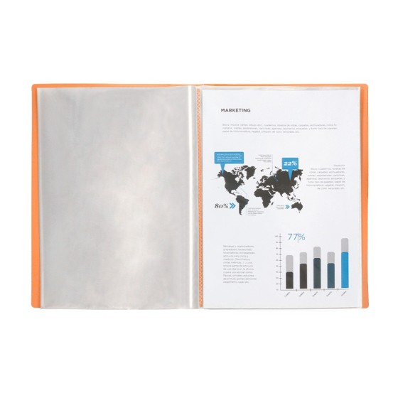 Carpeta liderpapel escaparate 20 fundas polipropileno din a4 naranja fluor opaco