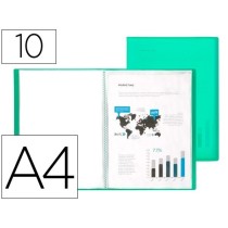 Carpeta liderpapel escaparate 10 fundas polipropileno din a4 verde translucido