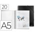 Carpeta liderpapel escaparate con espiral 20 fundas polipropileno din a5 negro opaco