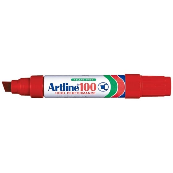 Rotulador artline marcador permanente 100 rojo punta biselada