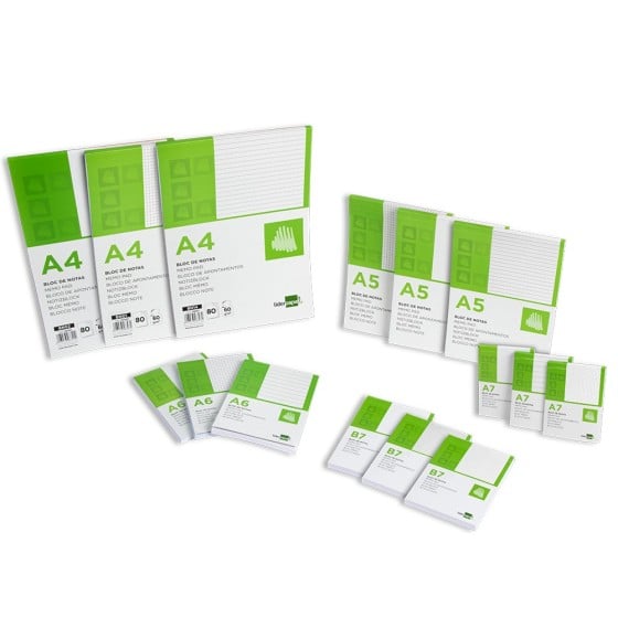 Bloc notas liderpapel liso a7 80 hojas 60g/m2 perforado