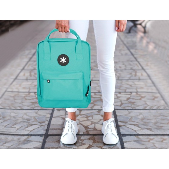 Cartera antartik mochila 2 asas y bolsillos exteriores menta 300x115x390 mm