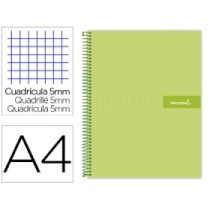 Cuaderno espiral liderpapel a4 micro crafty tapa forrada 120h 90 gr cuadro 5 mm 5 bandas 4 colores color verde