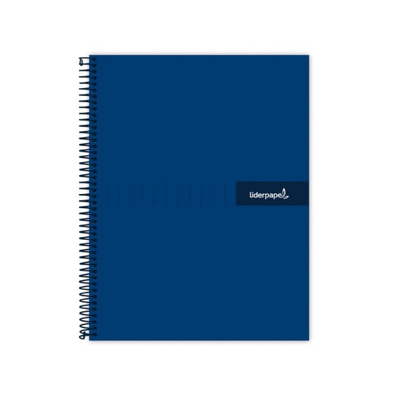 Cuaderno espiral liderpapel a4 crafty tapa forrada 80h 90 gr cuadro 4mm con margen color azul marino