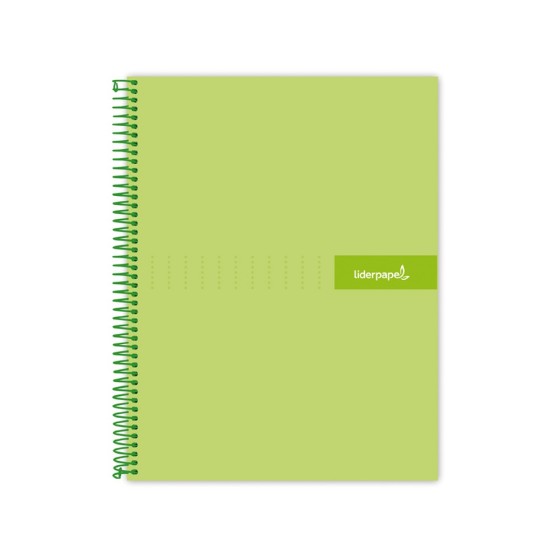 Cuaderno espiral liderpapel a4 crafty tapa forrada 80h 90 gr cuadro 4mm con margen color verde