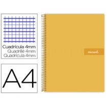 Cuaderno espiral liderpapel a4 crafty tapa forrada 80h 90 gr cuadro 4mm con margen color naranja