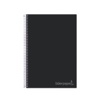 Cuaderno espiral liderpapel a4 micro jolly tapa forrada 140h 75 gr cuadro 5mm 5 bandas 4 taladros color negro