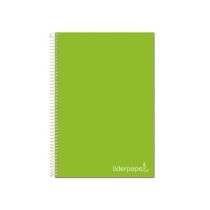Cuaderno espiral liderpapel a4 micro jolly tapa forrada 140h 75 gr cuadro 5mm 5 bandas 4 taladros color verde