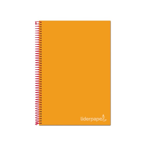 Cuaderno espiral liderpapel a4 micro jolly tapa forrada 140h 75 gr cuadro 5mm 5 bandas4 taladros color naranja