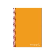 Cuaderno espiral liderpapel a4 micro jolly tapa forrada 140h 75 gr cuadro 5mm 5 bandas4 taladros color naranja