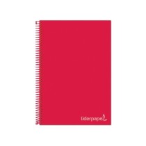 Cuaderno espiral liderpapel a4 micro jolly tapa forrada 140h 75 gr cuadro 5mm 5 bandas 4 taladros color rojo