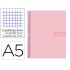 Cuaderno espiral liderpapel a5 micro crafty tapa forrada 120h 90 gr cuadro 5mm 5 bandas6 taladros color rosa