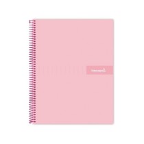 Cuaderno espiral liderpapel a5 micro crafty tapa forrada 120h 90 gr cuadro 5mm 5 bandas6 taladros color rosa