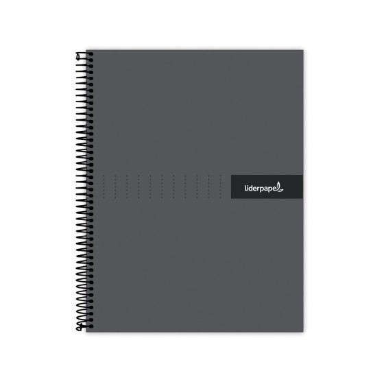 Cuaderno espiral liderpapel a5 micro crafty tapa forrada 120h 90 gr cuadro 5mm 5 bandas6 taladros color negro