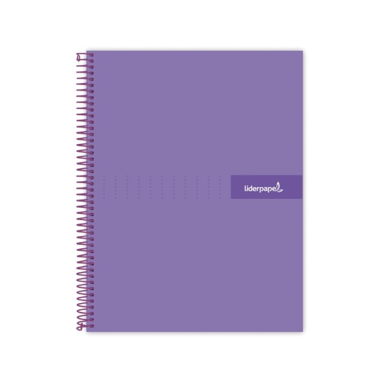 Cuaderno espiral liderpapel a5 micro crafty tapa forrada 120h 90 gr cuadro 5mm 5 bandas6 taladros color violeta